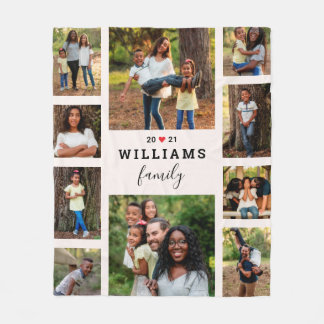 Couverture Polaire Collage photo personnalisé de l'année du coeur