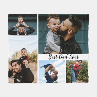Couverture Polaire Collage photo personnalisé du meilleur papa jamais