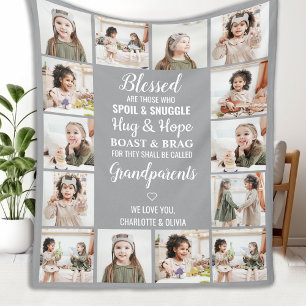 Couverture Polaire Collage photo personnalisé Grand-parents