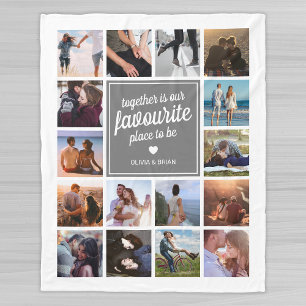 Couverture Polaire Collage photo personnalisé pour couple