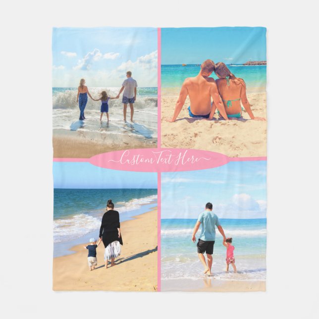 Couverture Polaire Collage photo personnalisé Texte polaire Souvenirs (Devant)