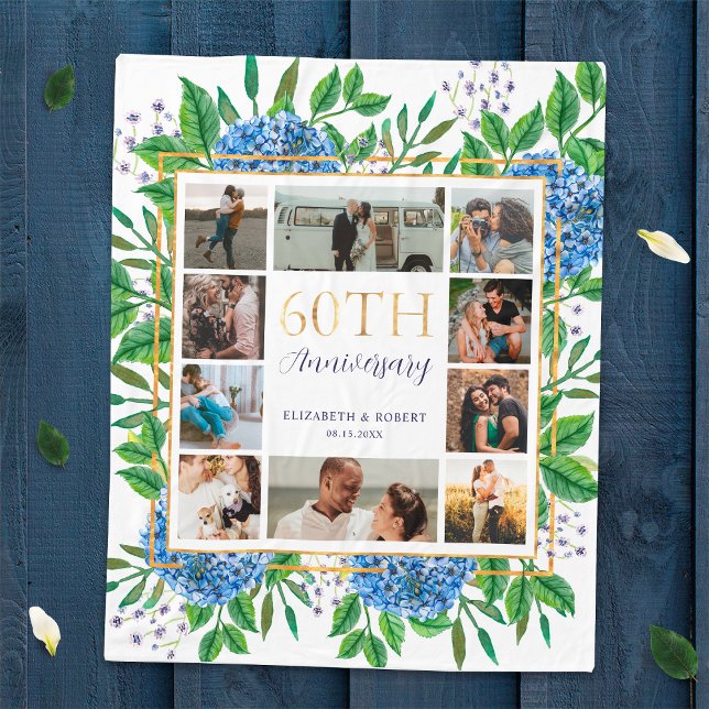 Couverture Polaire Collage photo personnalisée pour le 60e anniversai (Créateur téléchargé)
