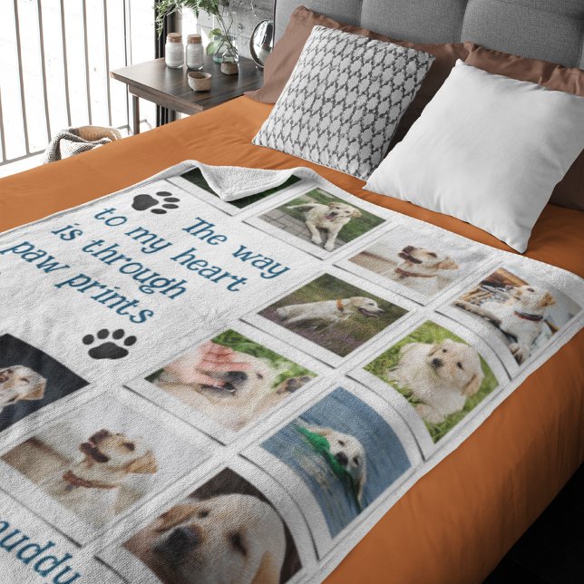Couverture Polaire Collage photo pour animaux de compagnie Amoureux d (Dog lovers fleece blanket with your favorite photos and custom text.)