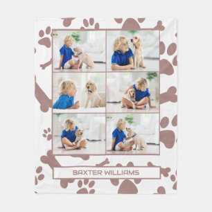Couverture Polaire Collage photo pour animaux familiers Nom Empreinte