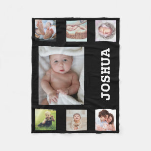 Couverture Polaire Collage photo pour bébés personnalisé Nom personna