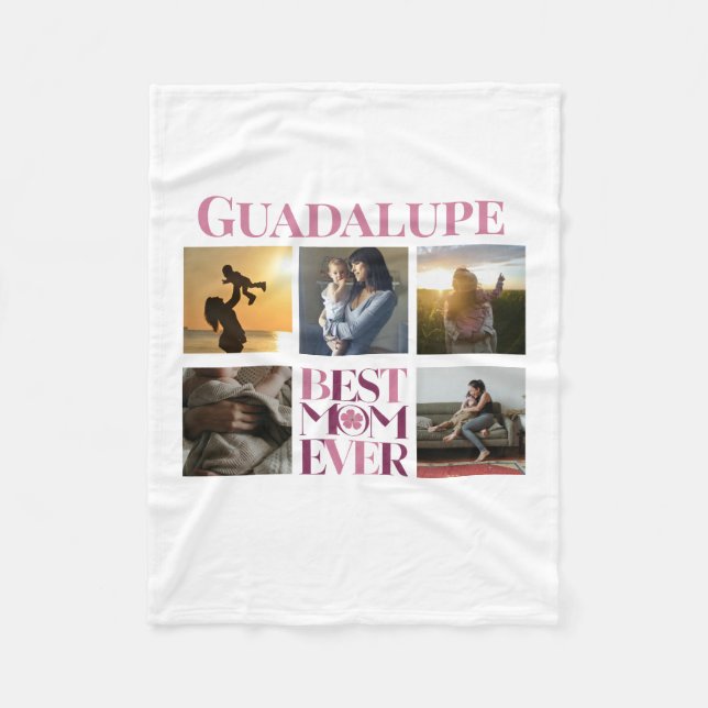 Couverture Polaire Collage Photo Rose Tendances Meilleure Maman (Devant)