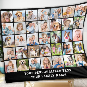 Couverture Polaire Collage photo simple 35 photo noir personnalisé