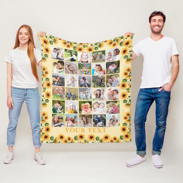Couverture Polaire Collage photo Sunflower 30 Personnalisé (En situation)