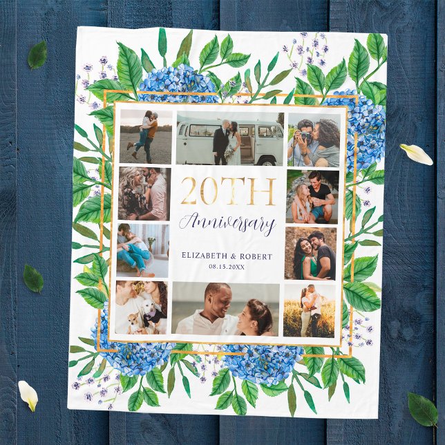 Couverture Polaire Collage photo sur mesure de Hydrangeas 20e anniver (Créateur téléchargé)