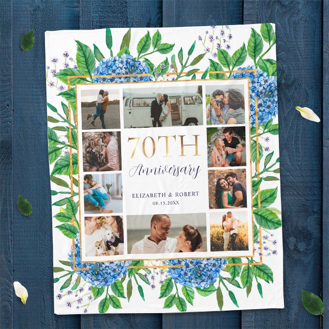 Couverture Polaire Collage photo sur mesure de Hydrangeas 70e anniver (Créateur téléchargé)