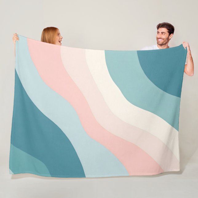 Couverture Polaire Collection Abstrait Moderne Rose Pâle Menthe (En situation)