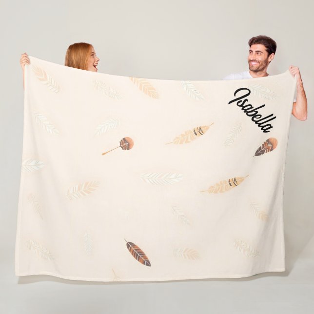 Couverture Polaire Collection Boho Populaire Luxe Plumes (En situation)
