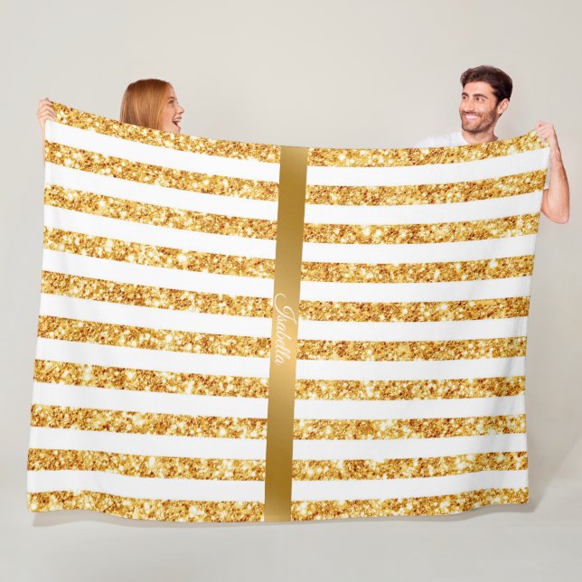 Couverture Polaire Collection Boho Stripes Parties scintillant Verte  (En situation)