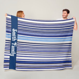 Couverture Polaire Collection branchée Summer Navy Blue Boat Stripes