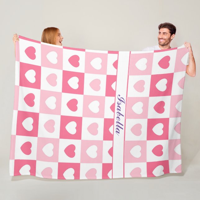 Couverture Polaire Collection d'amour du coeur rose moderne (En situation)
