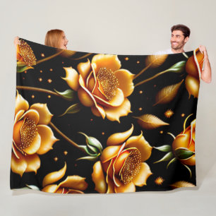 Couverture Polaire Collection de Roses d'or Boho de luxe moderne
