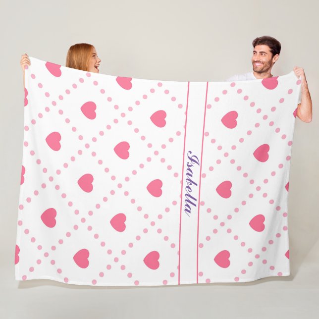 Couverture Polaire Collection des valentines du Coeur rose rustique (En situation)