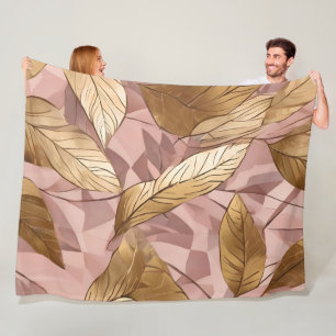 Couverture Polaire Collection Feuille tendance de Boho Rose Rose rose