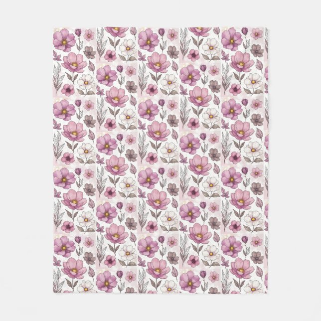 Couverture Polaire Collection Florale Anémone Pastel Doux (Devant)