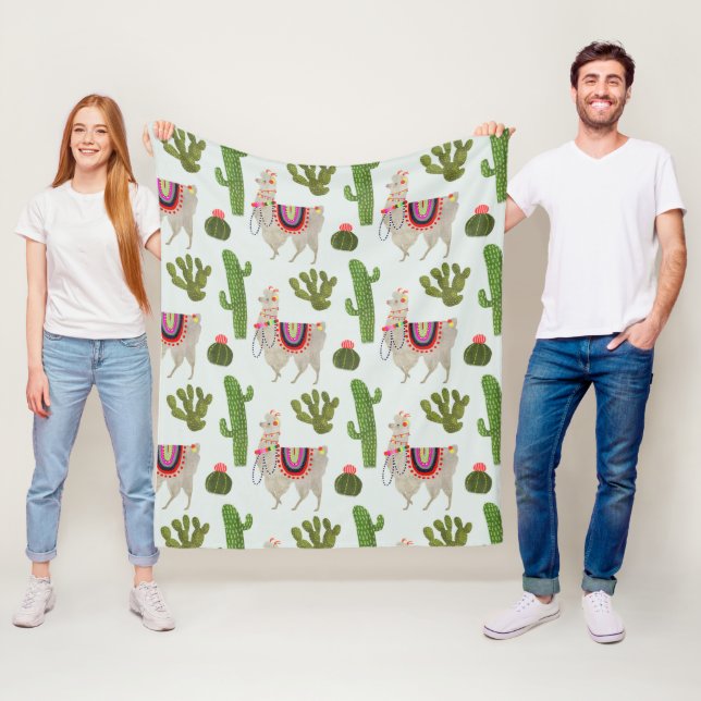 Couverture Polaire Collection Llamarama | Cactus & Llama Motif (En situation)