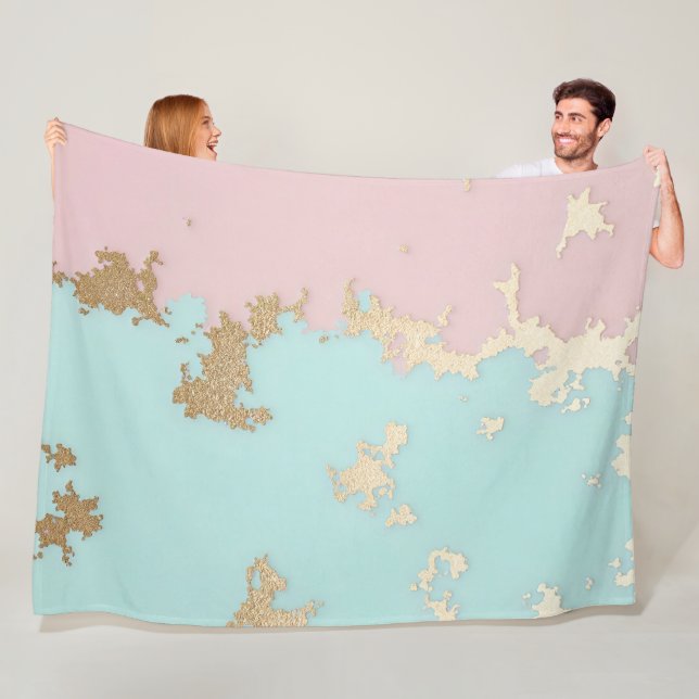 Couverture Polaire Collection Luxe Rose Pâle Menthe Or Populaire (En situation)