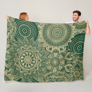 Couverture Polaire Collection Mandala Gold Green