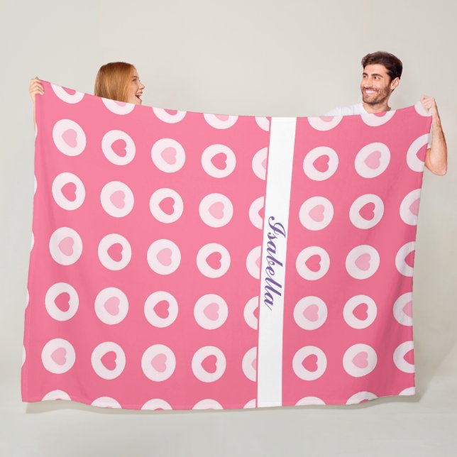 Couverture Polaire Collection moderne d'amour du coeur rose (En situation)