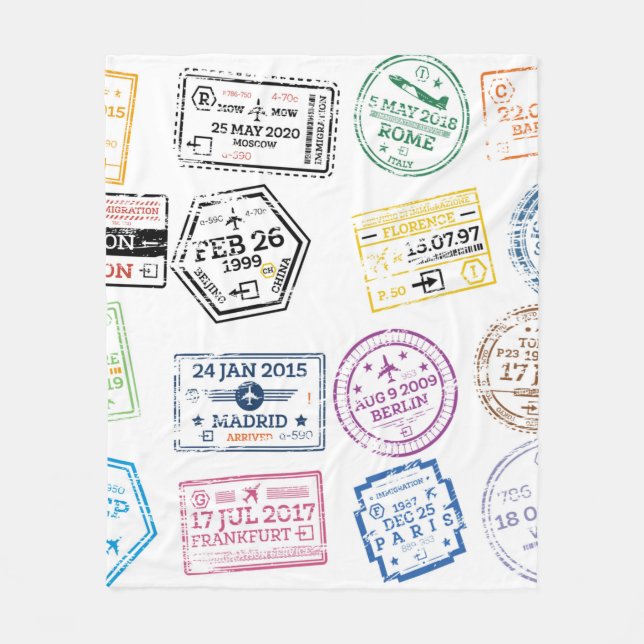 Couverture Polaire Collection of Passport Stamps Isolated on White. 1 (Devant)