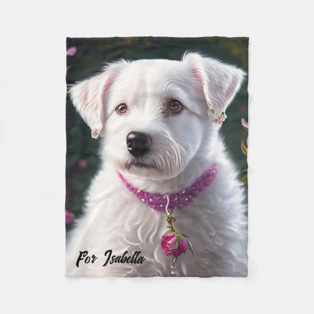 Couverture Polaire Collection Petit Chien Et Rose (Devant)