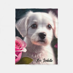 Couverture Polaire Collection Petit Chien Et Rose