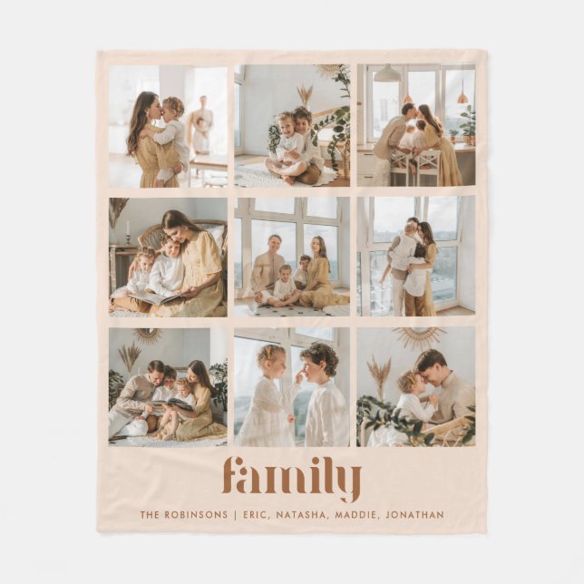 Couverture Polaire Collection photo neutre moderne Nom de famille (Devant)