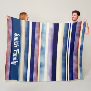 Couverture Polaire Collection populaire Summer Navy Blue Boat Stripes