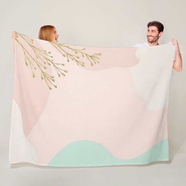 Couverture Polaire Collection Tendance Abstraite Rose Pâle Menthe (En situation)