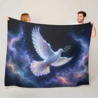 Couverture Polaire Colombe éthérée de la paix dans la lumière cosmiqu