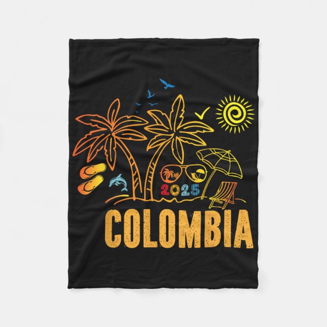Couverture Polaire Colombia Souvenirs Vacation 2025 Family Trip Frien (Devant)