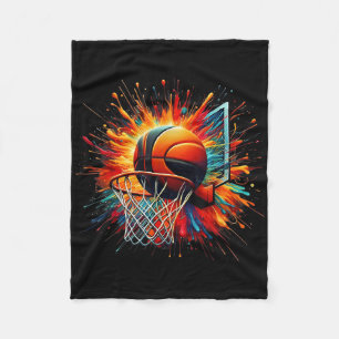 Couverture Polaire Coloré Basketball Teinture Couleur Splash Hoop Net