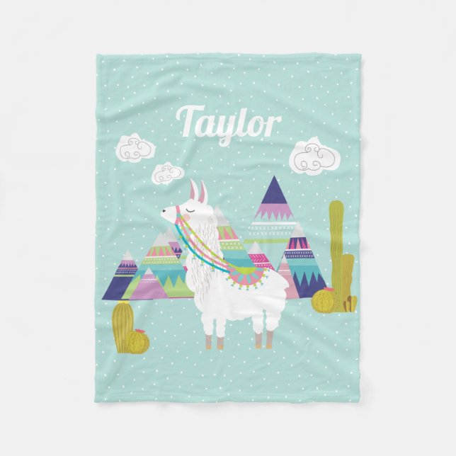 Couverture Polaire Coloré Désert Alpaca Personnalisé Blanche-Toison (Devant)