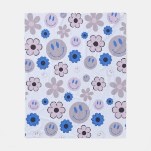 Couverture Polaire Coloré les années 70 Fleur Super Sourire Motif vis