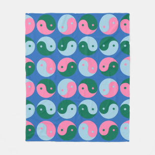 Couverture Polaire Coloré mignon rétro Yin Yang Motif Bleu Vert