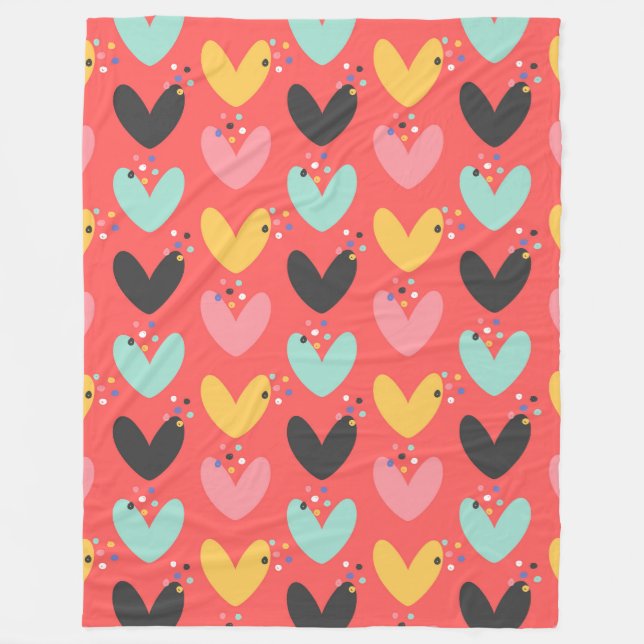 Couverture Polaire Coloré mignon Valentines coeurs motif (Devant)