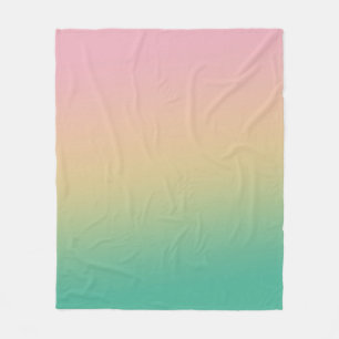 Couverture Polaire Coloré Ombre Gradient Turquoise Peach rose