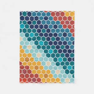 Couverture Polaire Coloré Retro Mosaïque Florale Motif Hexagon
