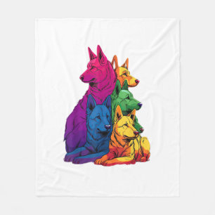Couverture Polaire Colorée LGBT Pride Allemand Berger Chien Pile
