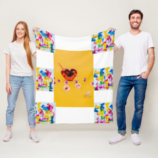 Couverture Polaire "Colorful Heartbeat" Jeté Artistique