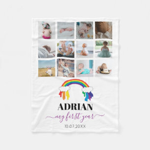 Couverture Polaire Colorful Rainbow Baby First Year Photo Collage
