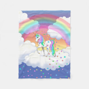 Couverture Polaire Colorful Rainbow Unicorn and Stars