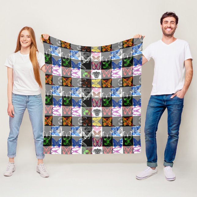 Couverture Polaire Colourful Butterfly Plaid Tartan Check Design  (Créateur téléchargé)