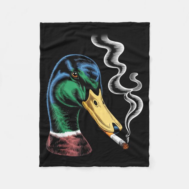 Couverture Polaire Colvert fumant une cigarette mème canard colvert d (Devant)