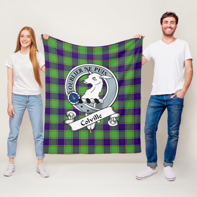 Couverture Polaire Colville Clan Badge Tartan Plaid (En situation)