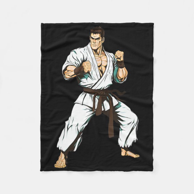 Couverture Polaire Combattant de Karaté Kyokushin - Arts Martiaux Jap (Devant)